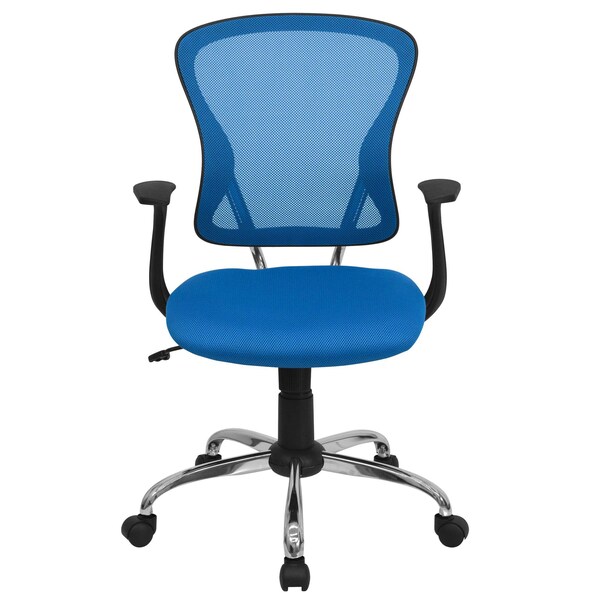 Flash Furniture Mesh Task Chair, 22-, Adjustable, Back, Seat: Blue; Frame: Gray - H-8369F-BL-GG