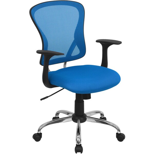 Flash Furniture Mesh Task Chair, 22-, Adjustable, Back, Seat: Blue; Frame: Gray - H-8369F-BL-GG