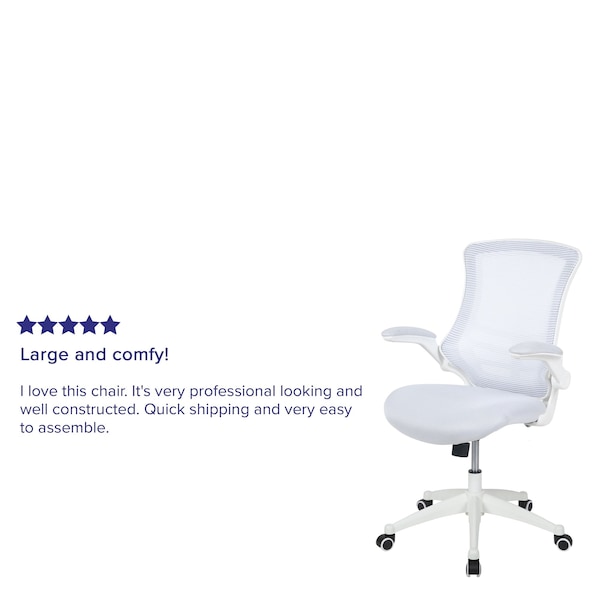 Flash Furniture Desk Chair White Mesh Mid-Back Desk Chair, Mesh, White Mesh/White Frame - BL-X-5M-WH-WH-GG