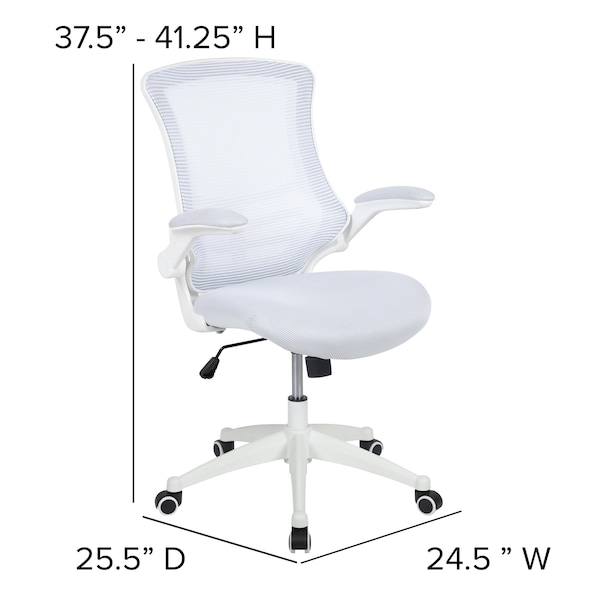 Flash Furniture Desk Chair White Mesh Mid-Back Desk Chair, Mesh, White Mesh/White Frame - BL-X-5M-WH-WH-GG