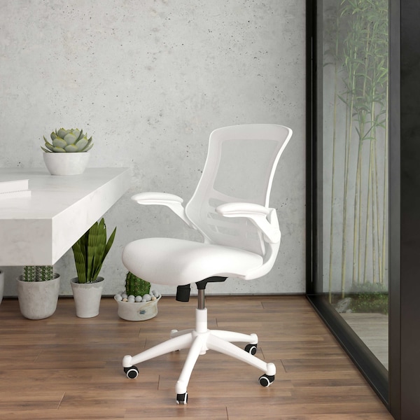Flash Furniture Desk Chair White Mesh Mid-Back Desk Chair, Mesh, White Mesh/White Frame - BL-X-5M-WH-WH-GG