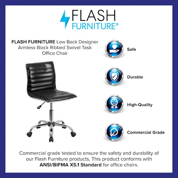 Flash Furniture Contemporary Chair, 18" to 23", Black - DS-512B-BK-GG