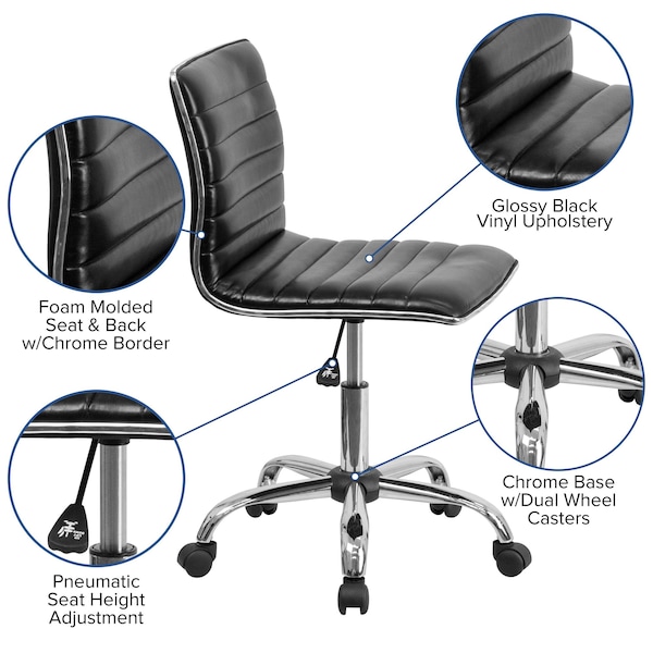 Flash Furniture Contemporary Chair, 18" to 23", Black - DS-512B-BK-GG