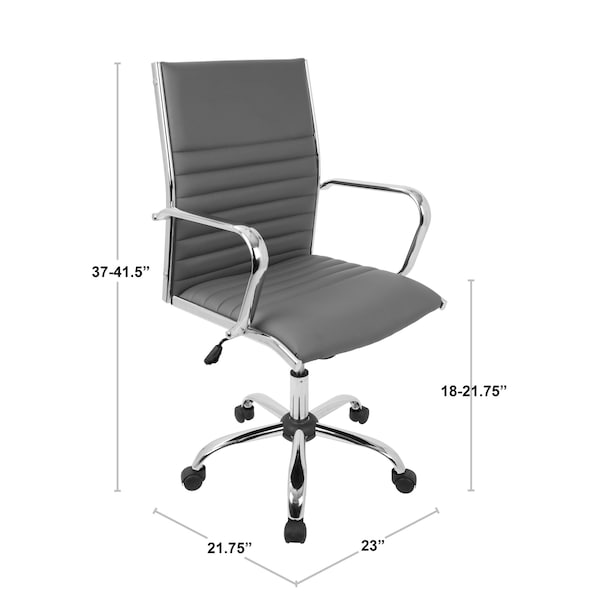 Lumisource Master Adjustable Office Chair in Grey Faux Leather - OFC-AC-MSTR GY
