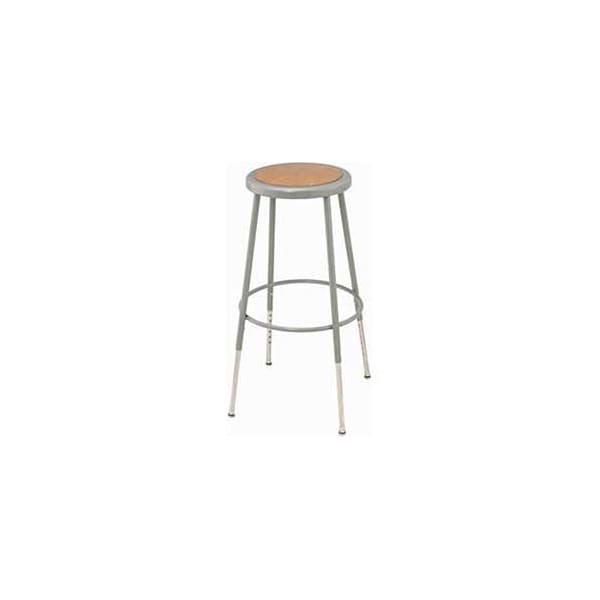 Global Industrial Steel Shop Stool w/Round hardwood Seat/24-33 ht. adj. Gray - 688306