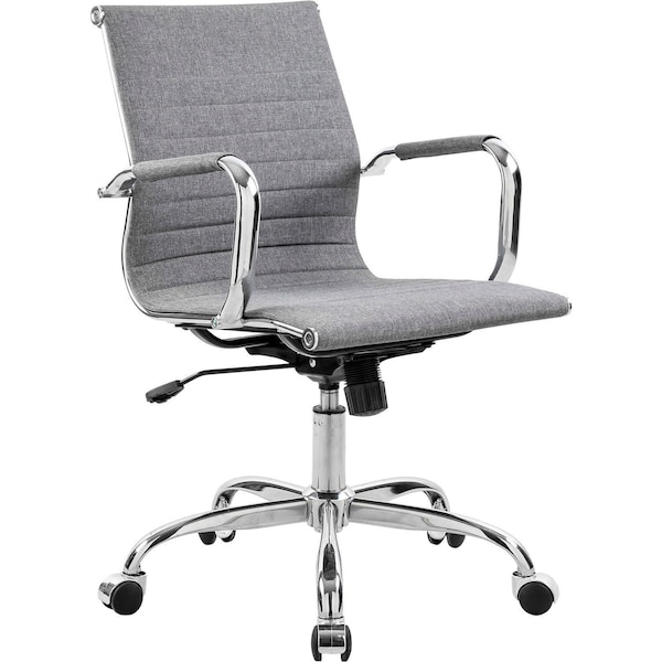 Global Industrial Conference Room Chair with Mid Back & Fixed Arms, Fabric, Gray - 695503FGY