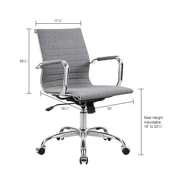 Global Industrial Conference Room Chair with Mid Back & Fixed Arms, Fabric, Gray - 695503FGY
