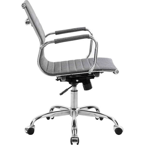 Global Industrial Conference Room Chair with Mid Back & Fixed Arms, Fabric, Gray - 695503FGY
