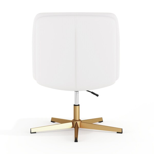 Flash Furniture Chloe Wide Mid-Back White Padded LeatherSoft Armless Office Chair, Swivel Function, Gold Frame - CH-232196-WH-GLD-GG