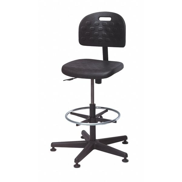 Bevco Polyurethane Desk Chair, 15" to 20", No Arms, Black - V7007MG