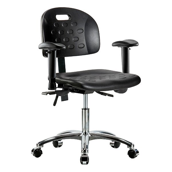 Zoro Select Ergonomic Chair Ergonomic Chair, Adjustable Arms, 17-3/4" to 23" Height, Vinyl, Black - BR-HPDHCH-CR-T0-A1-CC-BLK