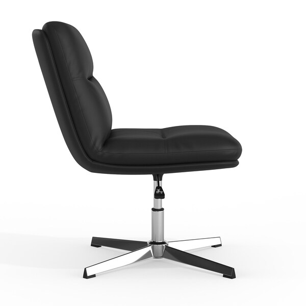 Flash Furniture Chloe Mid-Back Black Padded LeatherSoft Armless Office Chair Adjust, Swivel Function, Chrome Frame - CH-232174-BK-GG