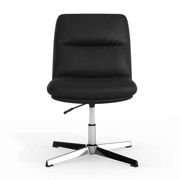 Flash Furniture Chloe Mid-Back Black Padded LeatherSoft Armless Office Chair Adjust, Swivel Function, Chrome Frame - CH-232174-BK-GG