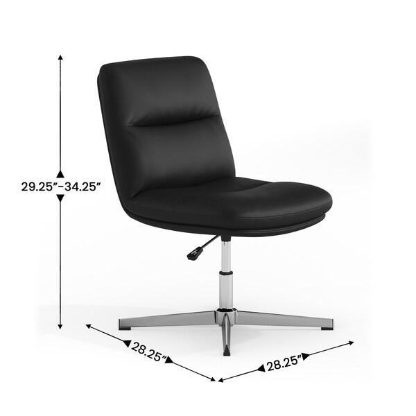 Flash Furniture Chloe Mid-Back Black Padded LeatherSoft Armless Office Chair Adjust, Swivel Function, Chrome Frame - CH-232174-BK-GG