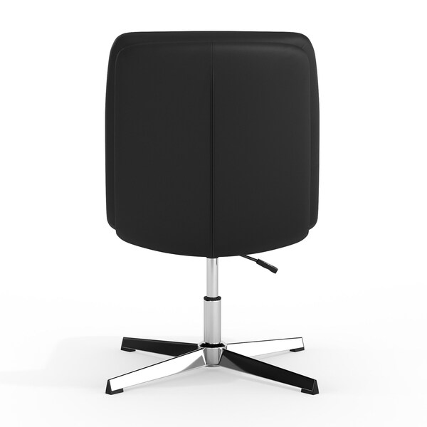 Flash Furniture Chloe Mid-Back Black Padded LeatherSoft Armless Office Chair Adjust, Swivel Function, Chrome Frame - CH-232174-BK-GG