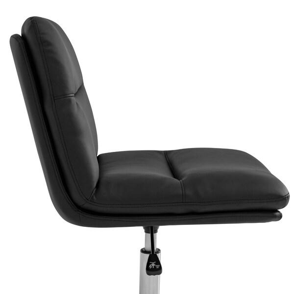 Flash Furniture Chloe Mid-Back Black Padded LeatherSoft Armless Office Chair Adjust, Swivel Function, Chrome Frame - CH-232174-BK-GG