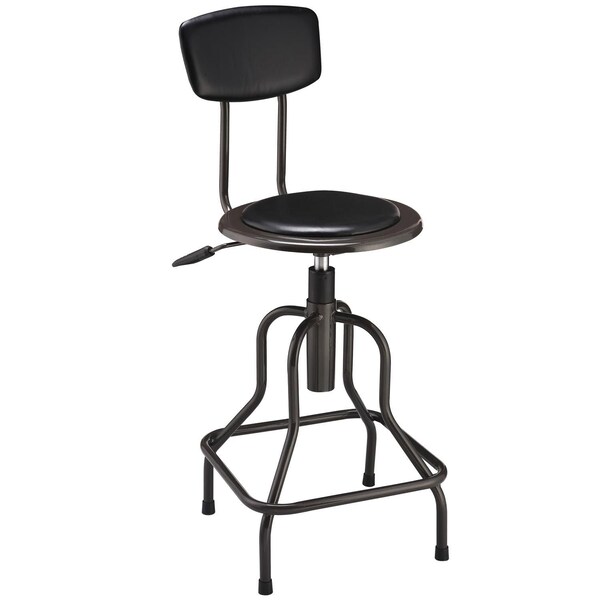 Global Industrial Vinyl Industrial Stool With Backrest and Pneumatic Height Adjustment Charcoal Gray - 249018