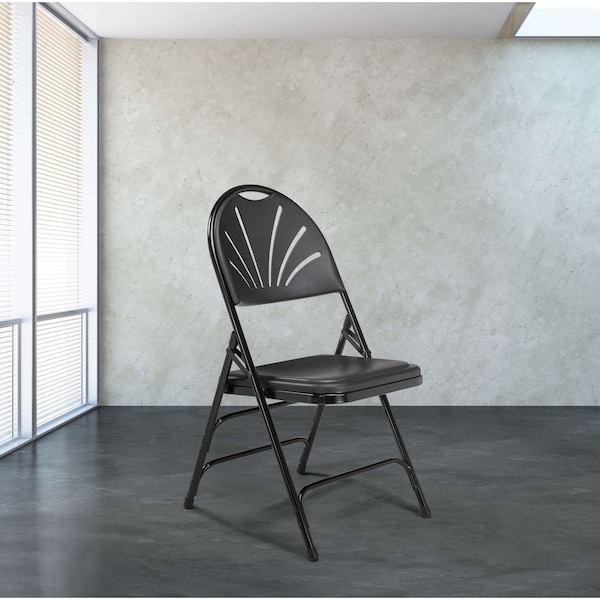 National Public Seating Folding Chair, Plastic, Black, PK4 - 1110