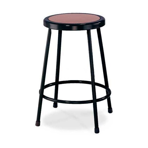 Interion By Global Industrial Interion 24inH Steel Work Stool with Hardboard Seat, Backless, Black, 2PK - B957804