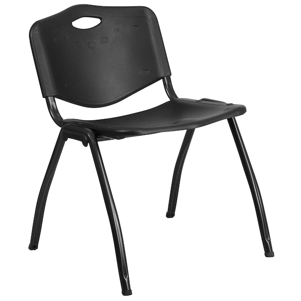 Flash Furniture HERCULES Series 880 lb. Capacity Black Plastic Stack Chair - 5-RUT-D01-BK-GG