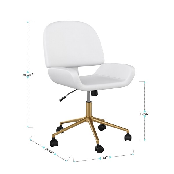 Martha Stewart Tyla Upholstered Office Chair in White/Polished Brass - CH-220921-5-WH-GLD-MS