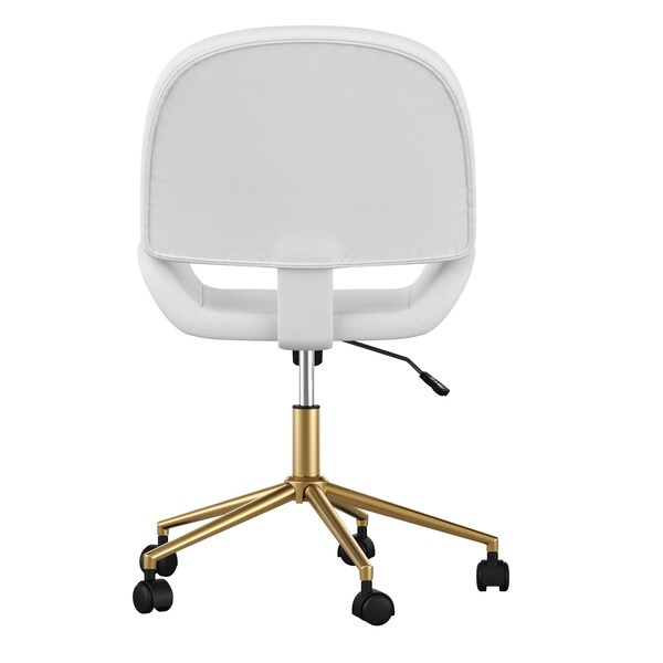 Martha Stewart Tyla Upholstered Office Chair in White/Polished Brass - CH-220921-5-WH-GLD-MS