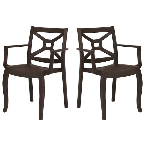 Rainbow Outdoor Zeus Set of 2 Stackable Armchair-Brown - RBO-ZEUSBOX-BRW-AC-SET2