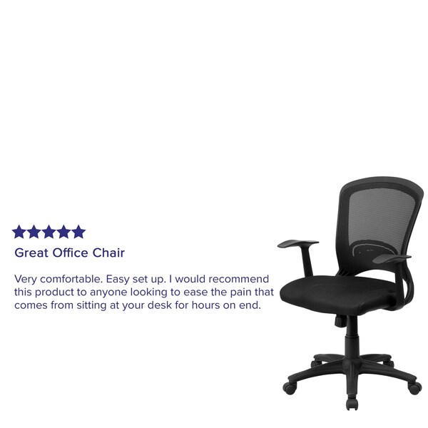Flash Furniture Mesh Contemporary Chair, 17-3/4" to 22-3/4", Fixed Arms, Black - HL-0007-GG