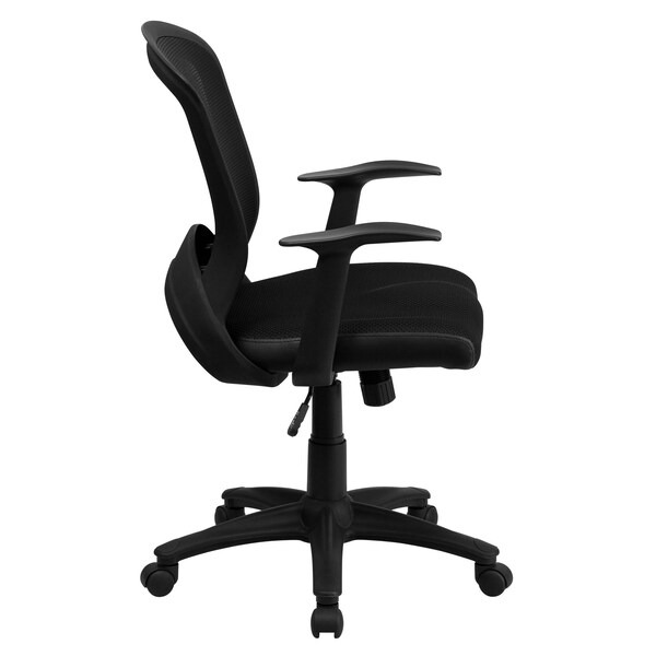 Flash Furniture Mesh Contemporary Chair, 17-3/4" to 22-3/4", Fixed Arms, Black - HL-0007-GG