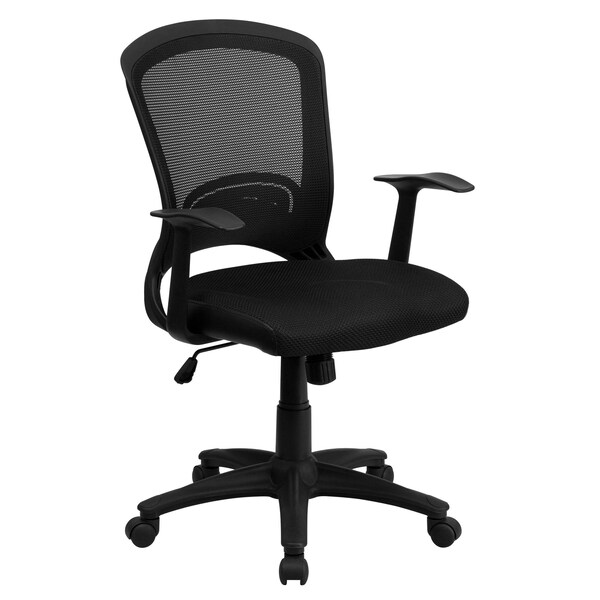 Flash Furniture Mesh Contemporary Chair, 17-3/4" to 22-3/4", Fixed Arms, Black - HL-0007-GG