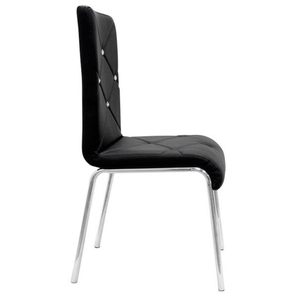 Best Master Furniture Best Master Furniture T244 Black Chair Flux Faux Leather & Chrome Modern Side Chairs; Black - Set of 4 - T244 BLACK CHAIR