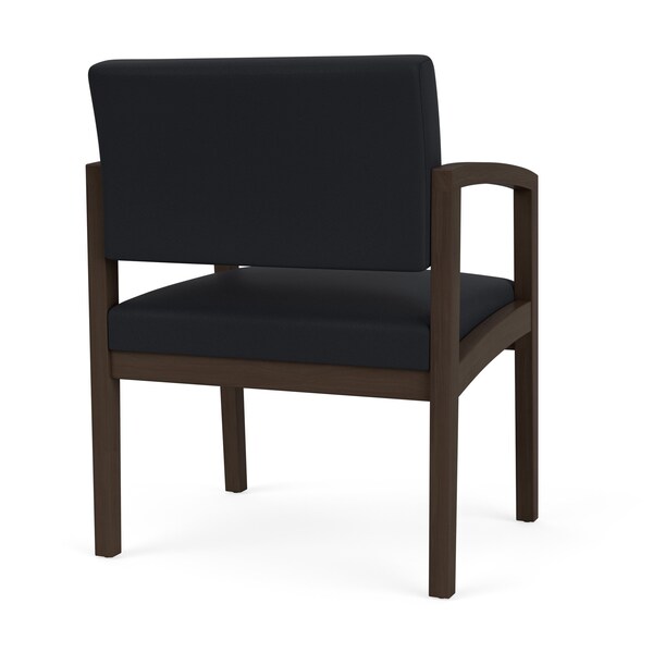 Lesro Lenox Wood Wide Guest Chair Wood Frame, Mocha, MD Black Upholstery - LW1201