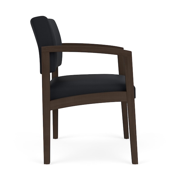 Lesro Lenox Wood Wide Guest Chair Wood Frame, Mocha, MD Black Upholstery - LW1201