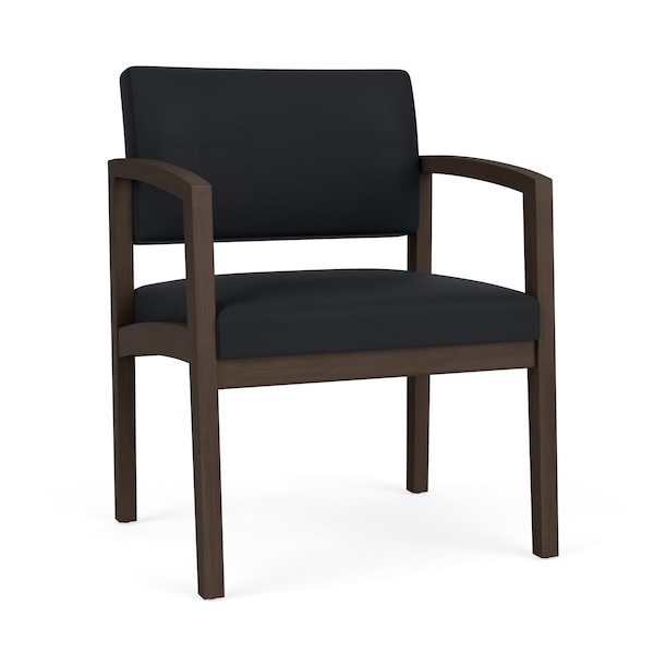 Lesro Lenox Wood Wide Guest Chair Wood Frame, Mocha, MD Black Upholstery - LW1201