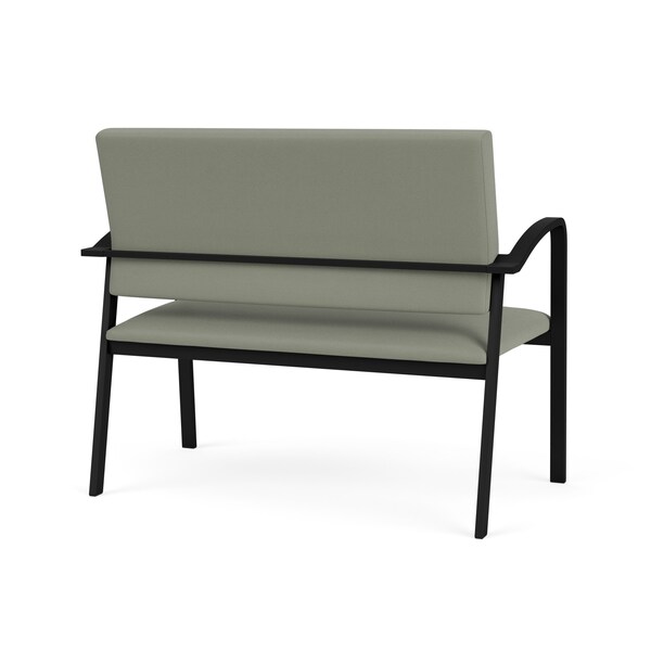 Lesro Newport 2 Seat Tandem Seating Metal Frame No Center Arms, Black, OH Eucalyptus Upholstery - NP1501