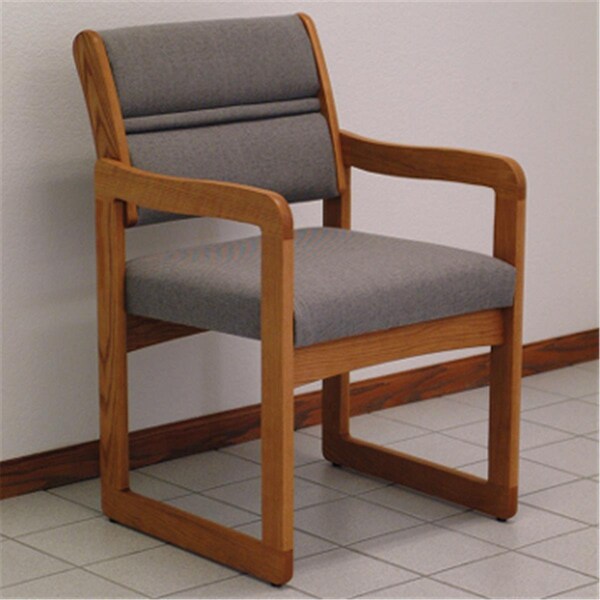 Wooden Mallet Valley Guest Chair in Medium Oak - Charcoal Grey - DW1-1MOCG
