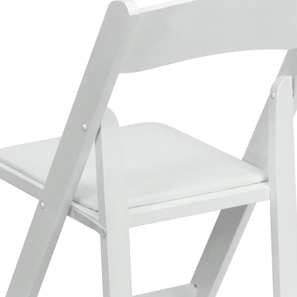 Flash Furniture HERCULES Series White Wood Folding Chair with Vinyl Padded Seat - 4-XF-2901-WH-WOOD-GG