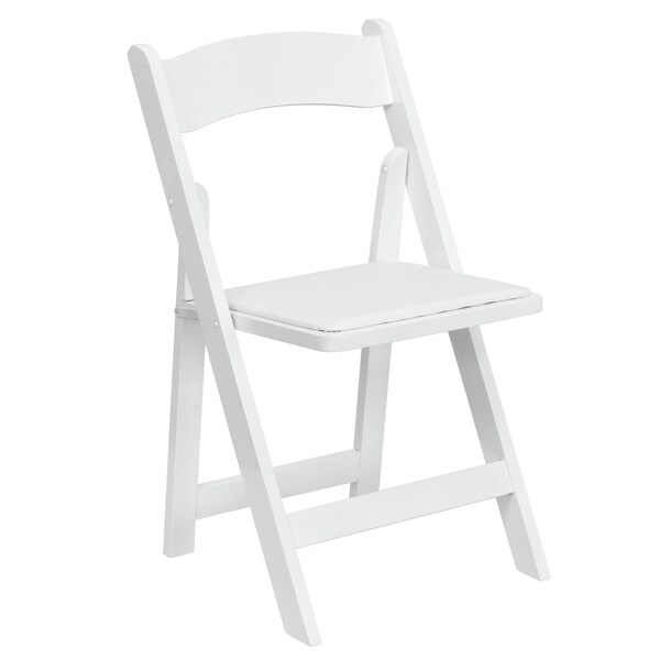 Flash Furniture HERCULES Series White Wood Folding Chair with Vinyl Padded Seat - 4-XF-2901-WH-WOOD-GG