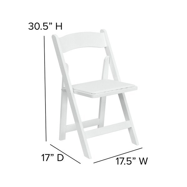 Flash Furniture HERCULES Series White Wood Folding Chair with Vinyl Padded Seat - 4-XF-2901-WH-WOOD-GG