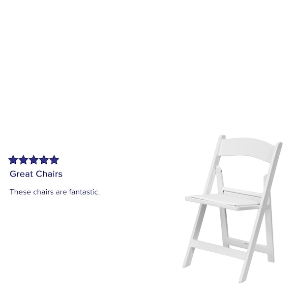 Flash Furniture HERCULES Series White Wood Folding Chair with Vinyl Padded Seat - 4-XF-2901-WH-WOOD-GG