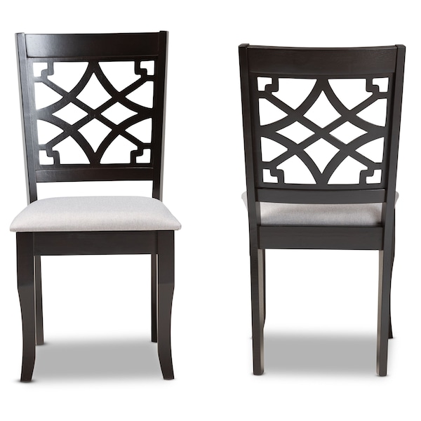 Baxton Studio Mael Modern and Contemporary Grey Fabric and Dark Brown Finished Wood 2-Piece Dining Chair Set - 174-10534-ZORO