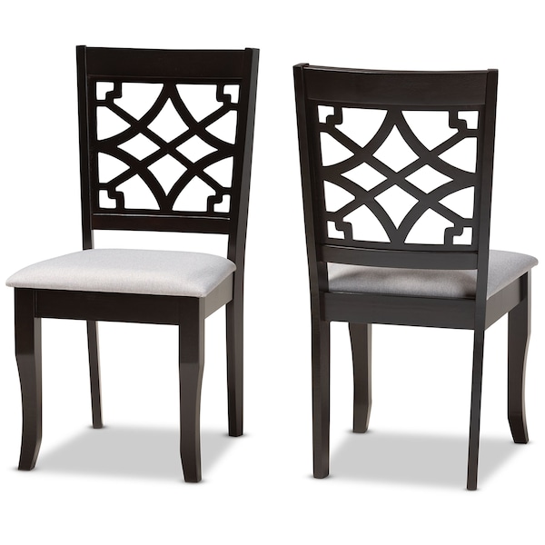 Baxton Studio Mael Modern and Contemporary Grey Fabric and Dark Brown Finished Wood 2-Piece Dining Chair Set - 174-10534-ZORO