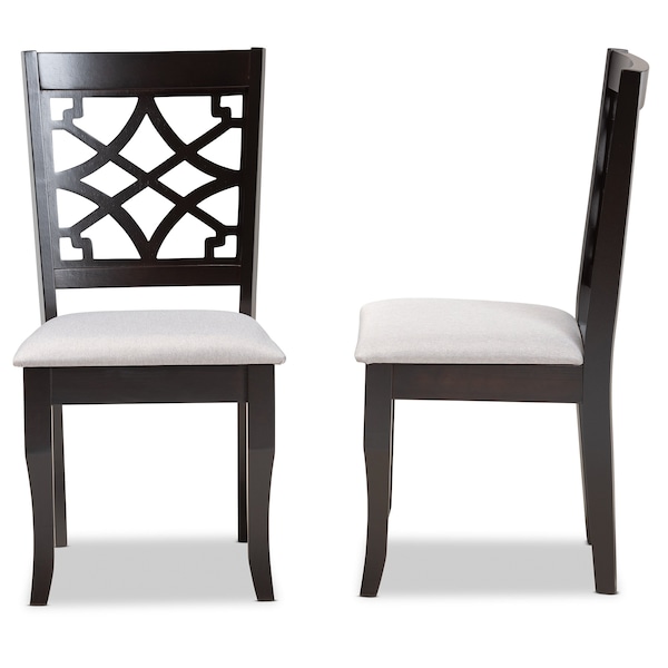 Baxton Studio Mael Modern and Contemporary Grey Fabric and Dark Brown Finished Wood 2-Piece Dining Chair Set - 174-10534-ZORO