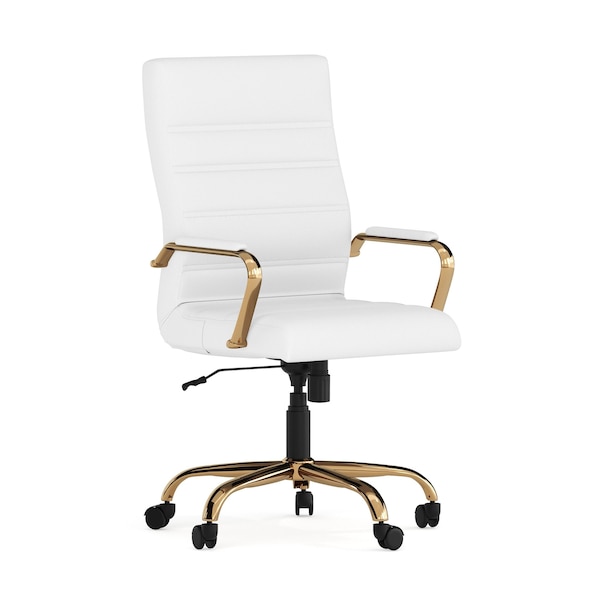 Flash Furniture White Leather Gold Frame High Back Chair - GO-2286H-WH-GLD-GG