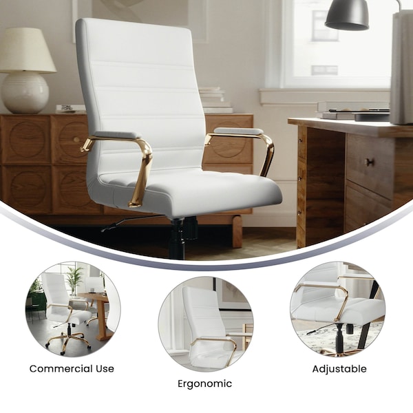 Flash Furniture White Leather Gold Frame High Back Chair - GO-2286H-WH-GLD-GG