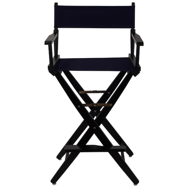 American Trail 206-32-032-10 30 in. Extra-Wide Premium Directors Chair, Black Frame with Navy Color Cover - 206-32/032-10