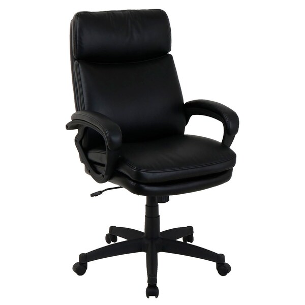 Global Industrial Executive Chair With High Back & Fixed Arms, Bonded Leather, Black - 695621-AM