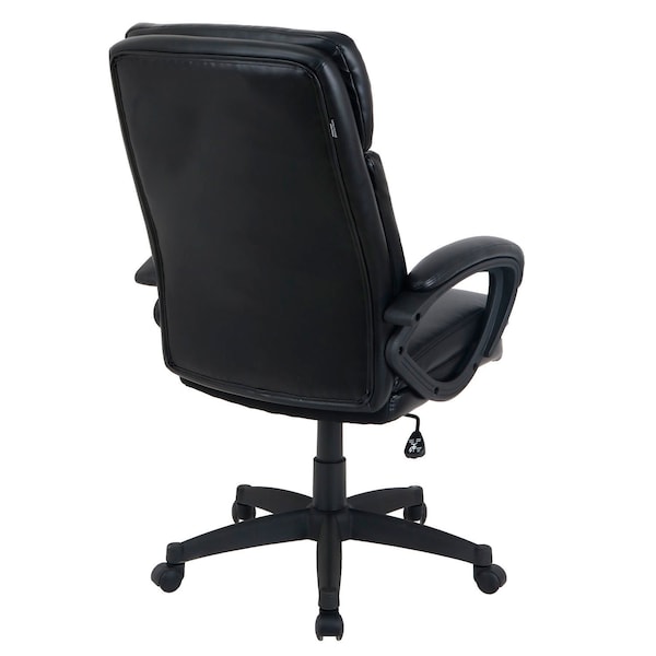 Global Industrial Executive Chair With High Back & Fixed Arms, Bonded Leather, Black - 695621-AM