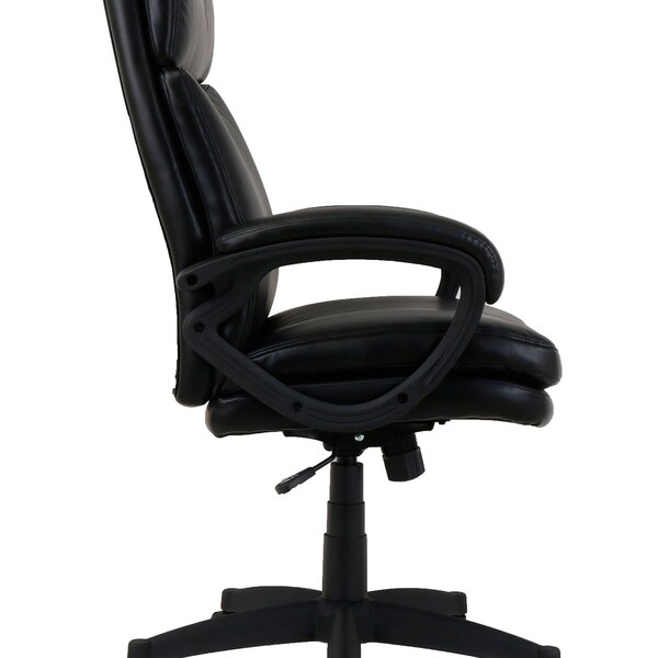 Global Industrial Executive Chair With High Back & Fixed Arms, Bonded Leather, Black - 695621-AM