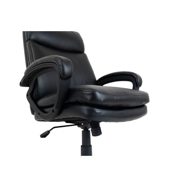 Global Industrial Executive Chair With High Back & Fixed Arms, Bonded Leather, Black - 695621-AM